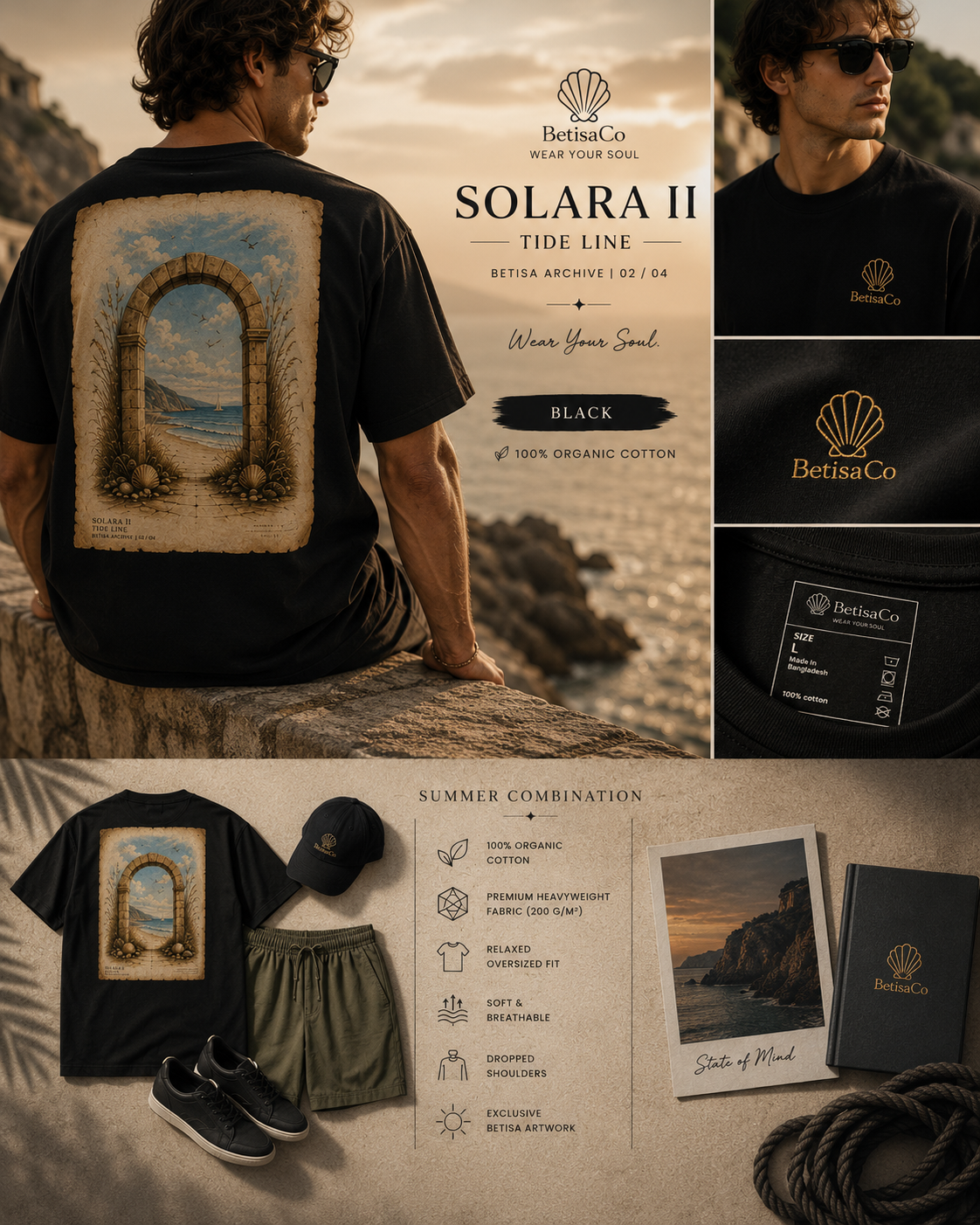 SOLARA II — Tide Line Organic Oversized Tee | BETISA