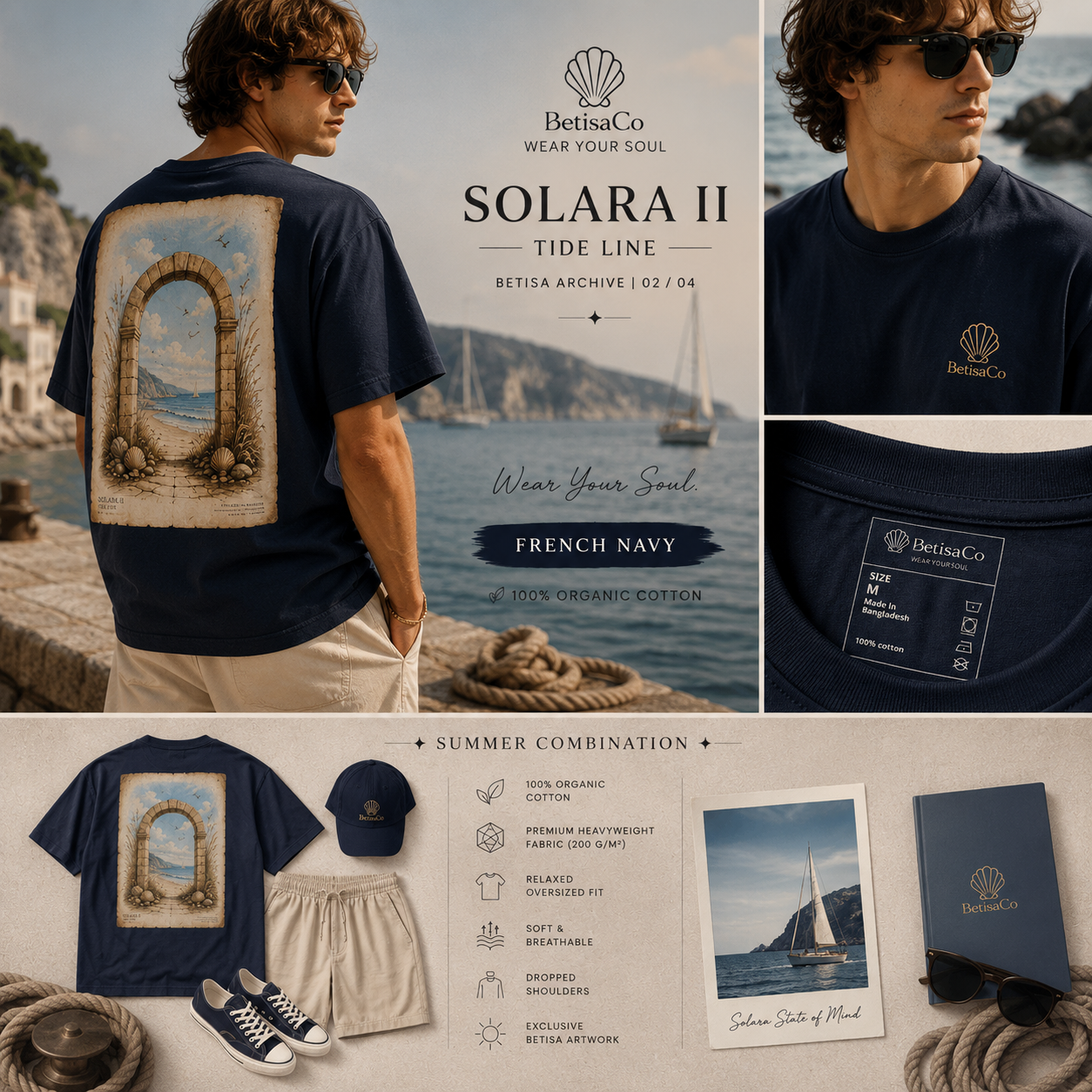 SOLARA II — Tide Line Organic Oversized Tee | BETISA