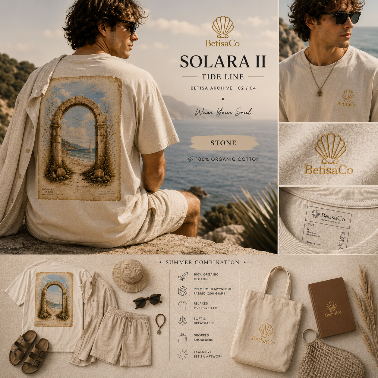 SOLARA II — Tide Line Organic Oversized Tee | BETISA