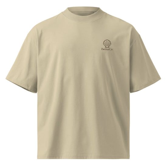 SOLARA I First Light organic oversized tee in stone, front view